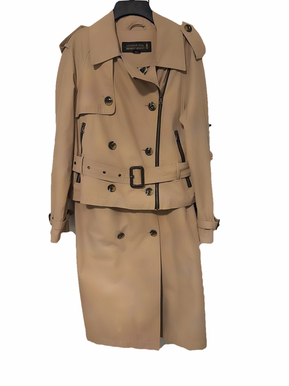 London Fog Beige/Tan Double-Breasted Trench with Belt